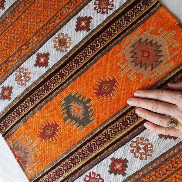 Vintage Extra Long 2.6 Meters Turkish Aztec Table Runner, Bright Bold Home Decor