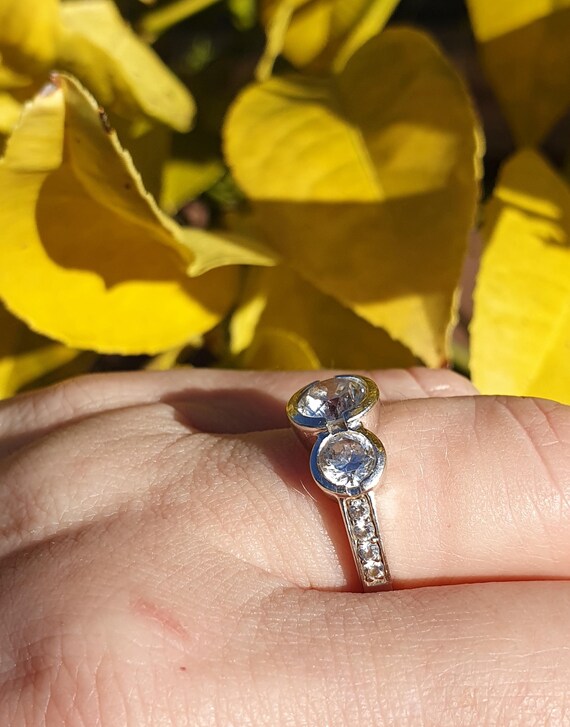 Solid 14ct White Gold Diamond Simulants Triology … - image 5