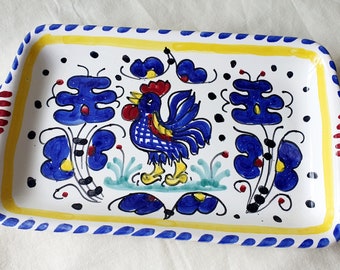 Vintage Italian San Gimignano Hand Painted Rooster Trinket Soap Dish