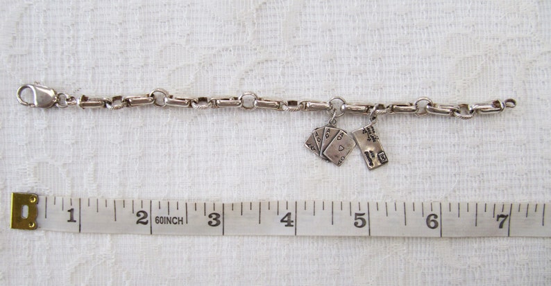 Love Letter Romantic Jewellery Gifts for Her Ace Card Charm Vintage Sterling Silver Charm Link Bracelet