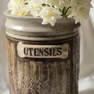 Vintage Tasmanian Tahune Studio Stoneware Pottery Utensils Holder
