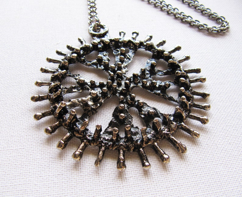 Huge Abstract Mod Necklace Vintage 3.5 Brutalist Sunburst Pendant Chain Guy Vidal Robert Larin Style