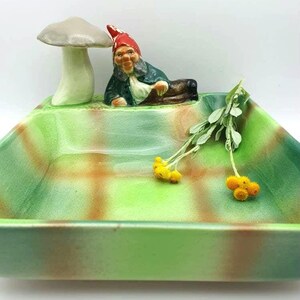 Vintage Wembley Ware Gnome Toadstool Dish, Rare Mid Century Ceramic Collectables