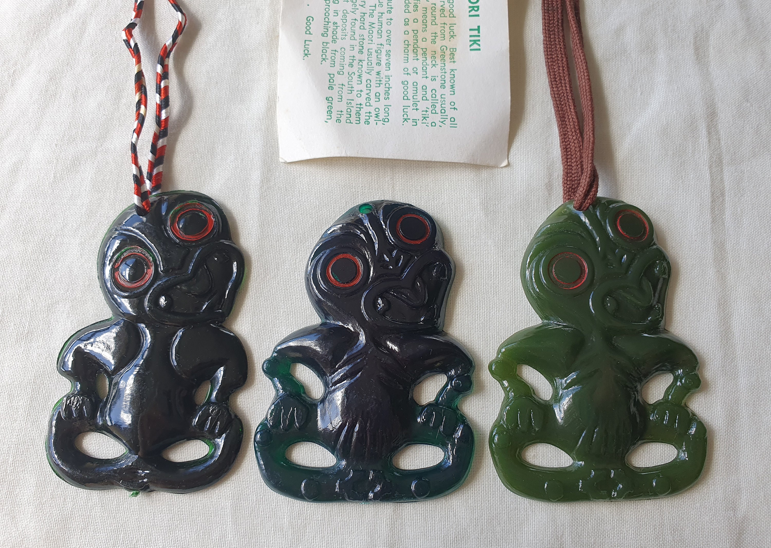 Vintage Maori Hei Tiki Pendant Necklace, Retro Kiwiana