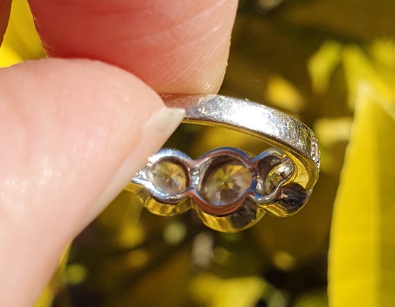 Solid 14ct White Gold Diamond Simulants Triology … - image 7