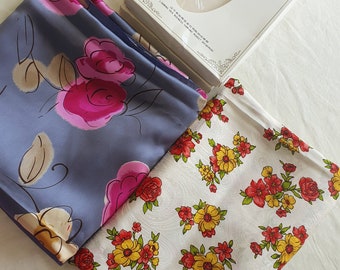 Vintage Chinese Tussah Silk 2 Metres in Each Original Packet, Bright Floral Fabric