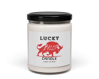 Soy Candle, Buffalo Bills Fan Candle - Lucky Bills Candle, Light to Win, Hand-poured Candle, Football Fan Gift, Game Day Candle, Sports Team
