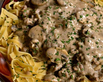 Simple Hamburger Stroganoff Recipe - Digital PDF Download