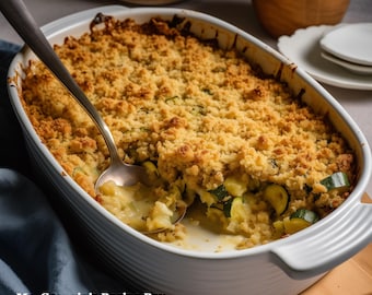 Zucchini and Cheese Casserole Recipe - Digital PDF Download
