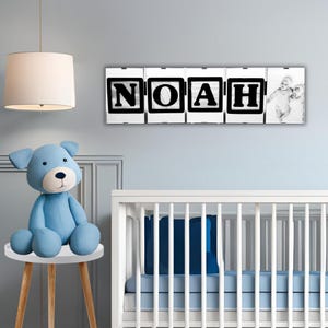 NURSERY NAME SIGN, Custom New Baby Gift Personalized Kids Room Wall Art Nursery Decor Baby Shower Gift Baby Boy Girl Name Alphabet Photo Art