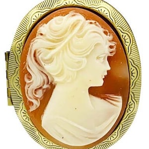 Carnelian Lady Cameo Locket Necklace