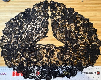 Colletto vintage in pizzo nero stile edoardiano