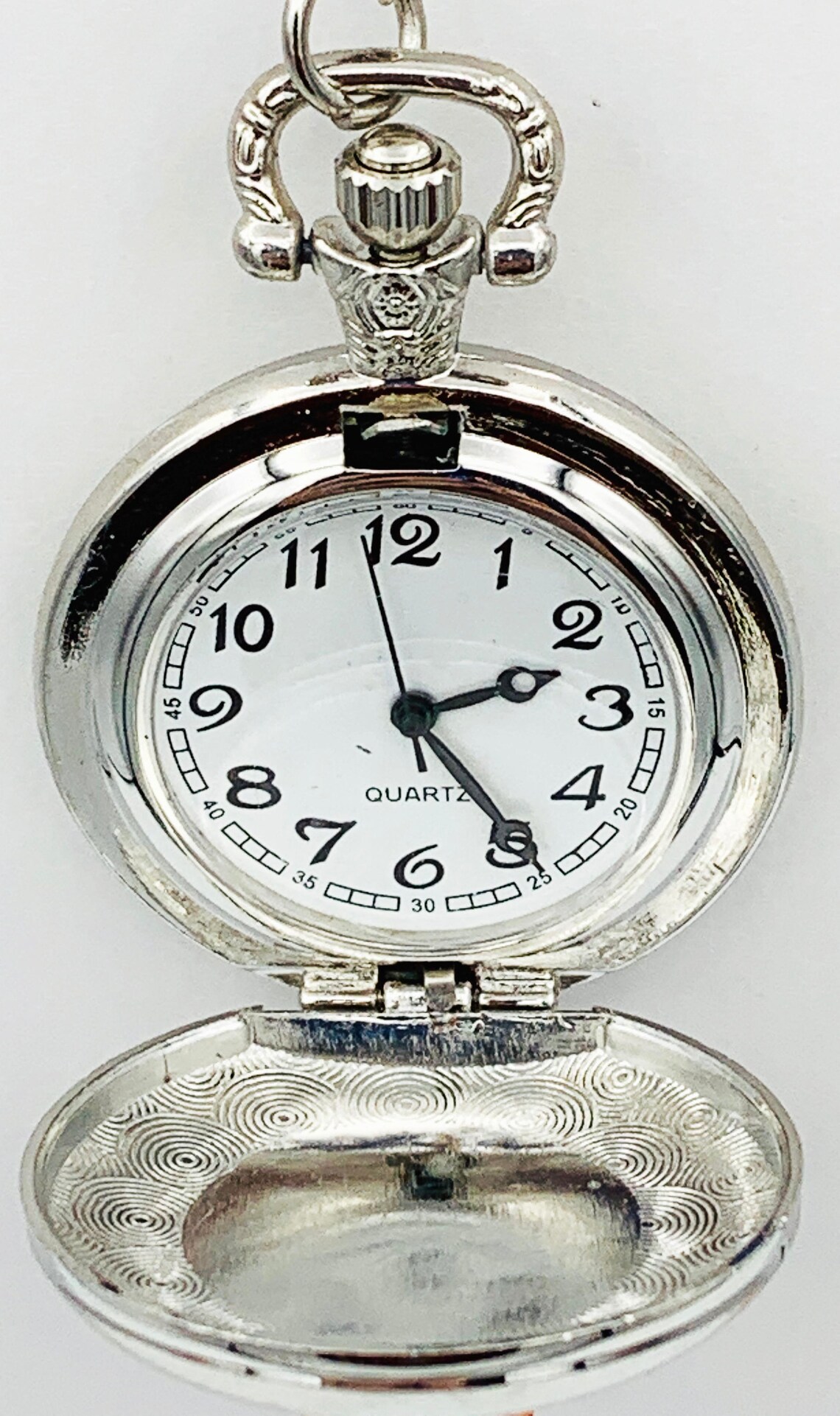 Ladies Blue Floral Pocket Watch on Long Chain Silvertone Etsy