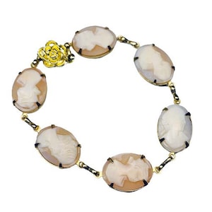 Victorian Style Real Carved Shell Cameo Bracelet