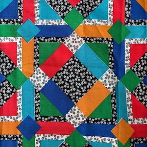 Vintage Kettle Cloth Patchwork Cotton/Poly Fabric by Concord Fabrics Inc. Multicolored - Sold by the Quarter Yard
