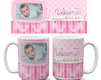 Mug Templates, Baby Girl design, New Baby Mug, Sublimation Graphic, Instant Download, Newborn Baby Printable, PNG mug design, Baby Girl PNG