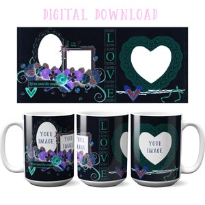 Photo Mug Templates, Love Photo Mug, Floral Mug Template, Memory Photo design, Wedding Mug, Sublimation Graphic, Instant Download