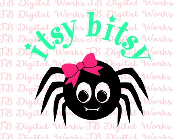 Aranha Itsy Bitsy SVG, Bebê Itsy Bitsy SVG, Halloween SVG, Cantiga de ninar SVG, tema SVG, menina SVG, aranha SVG, aranha feminina SVG