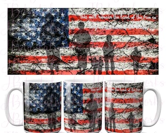 Patriotic Mug Template, Veteran Mug Template, American Flag, American Soldier, American Airman, American Marine, Armed Forces Mug Template
