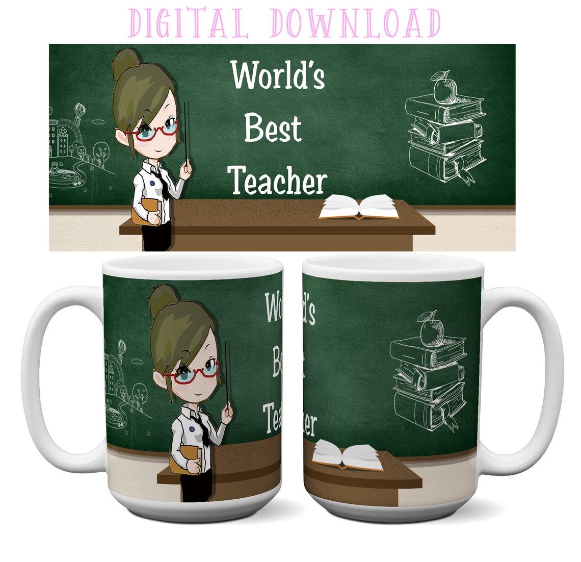 Best Teacher Template Mug Templates Sublimation Design Etsy