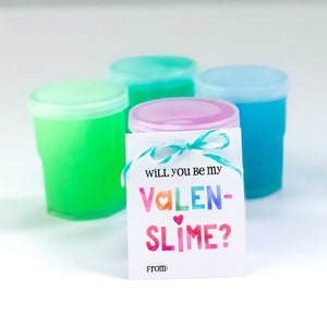 Slime Valentine TAGS Classroom Valentines. Kid Valentines. Class Valentine. Valenslime. DIY valentine. Be My Valen-Slime. Printable Tags. image 1