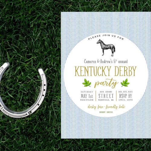Kentucky Derby Birthday Invitation Derby Birthday Party Etsy