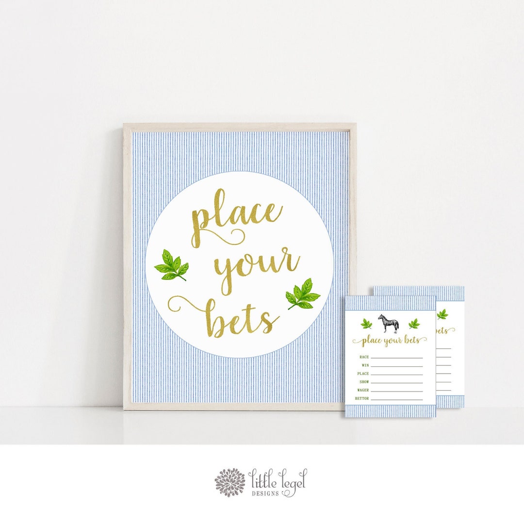 Kentucky Derby - Place Your Bets Sign + Betting Slips. Win Place Show. Seersucker. Kentucky ...