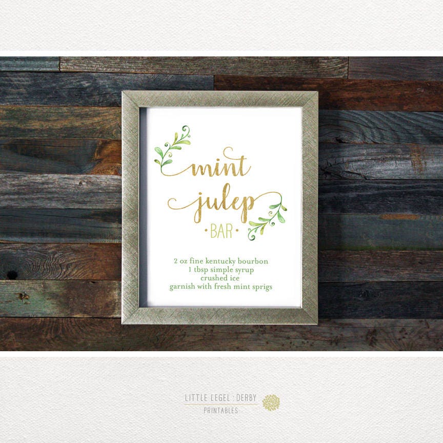 Mint Julep Recipe. Mint Julep Bar Sign. Kentucky Derby Party Etsy