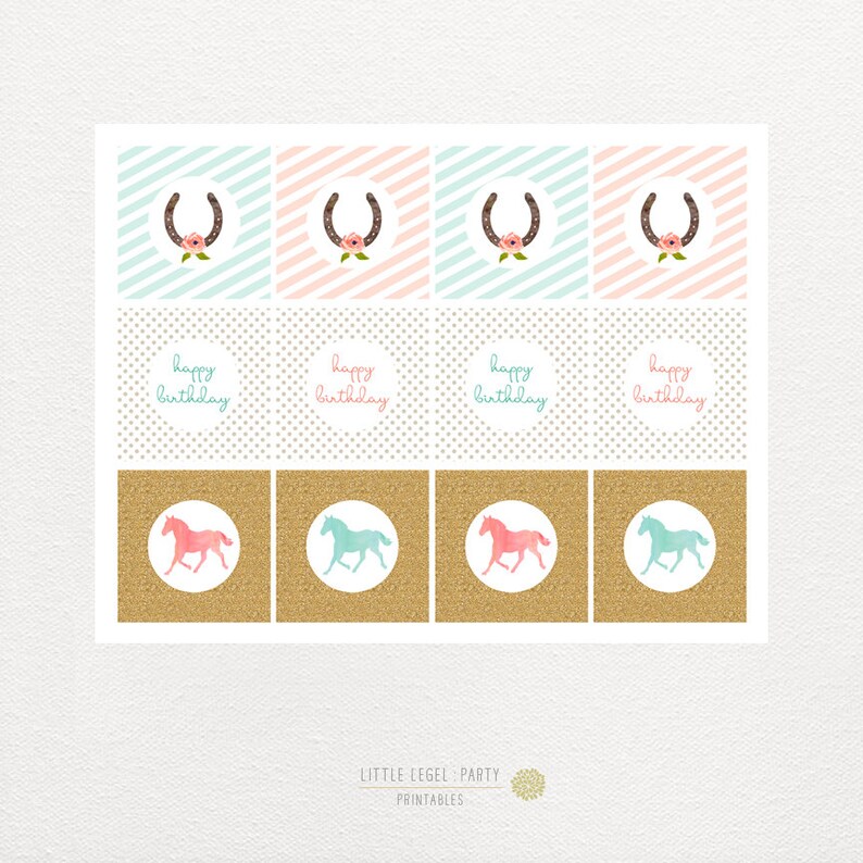 Horse Cupcake Toppers Horse Party Printables Watercolor - Etsy
