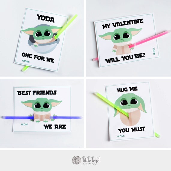 Baby Yoda Valentines. Yoda One For Me. Classroom Valentines