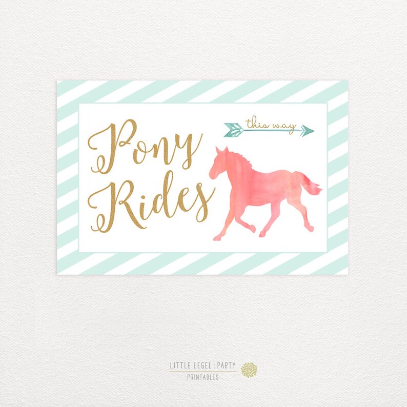 Pony Rides Sign Pony Rides Sign Horse Party Printables Watercolor Horse | Etsy