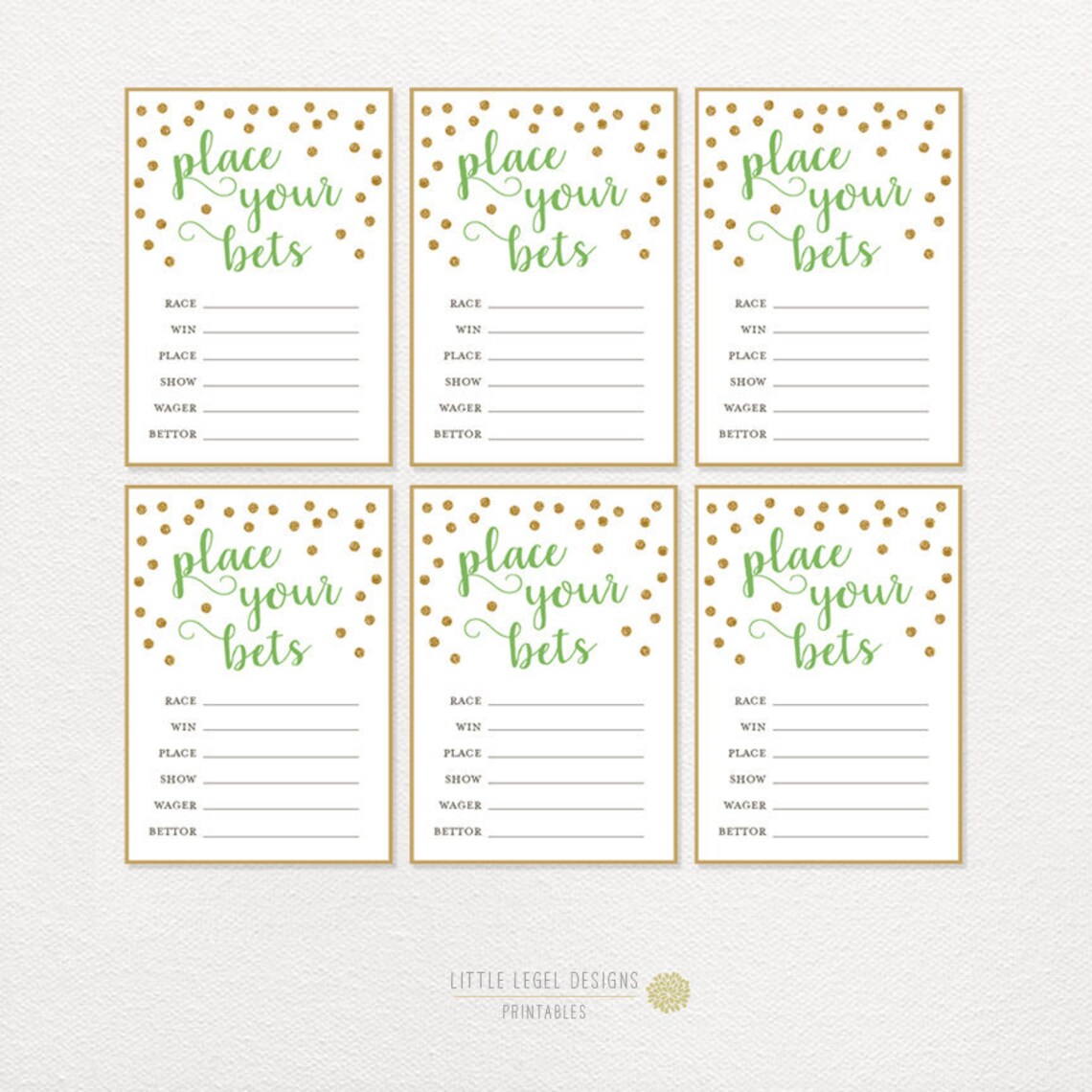 Kentucky Derby Betting Cards. Green. Place Your Bets. Kentucky Etsy