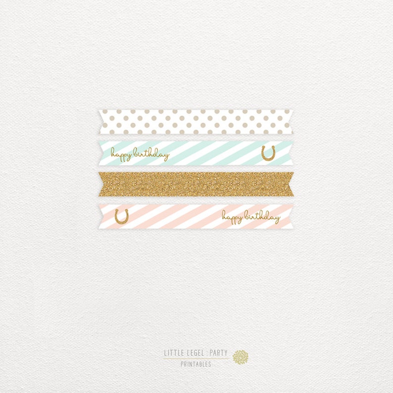 Horse Party Straw Flags Horse Party Printables Watercolor - Etsy