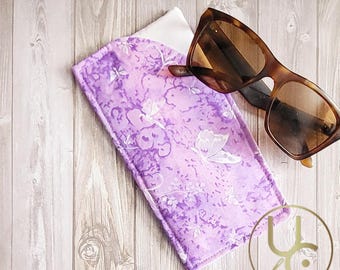 Butterfly Sunglass Case - Butterfly Sunglasses Pouch - Soft sunglasses case - Fabric eyeglasses pouch