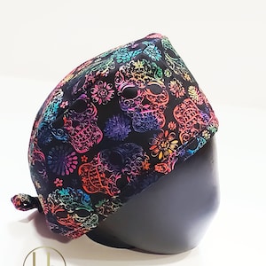Floral Skull Scrub Cap -  Sugar Skull Surgical Cap - Scrub Cap - Surgical Cap