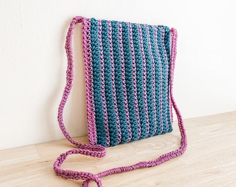 Häkelanleitung für eine kleine Handtasche mit Riemen – zweifarbige Sommerhandtasche – Boho-Tasche – Ines Purse
