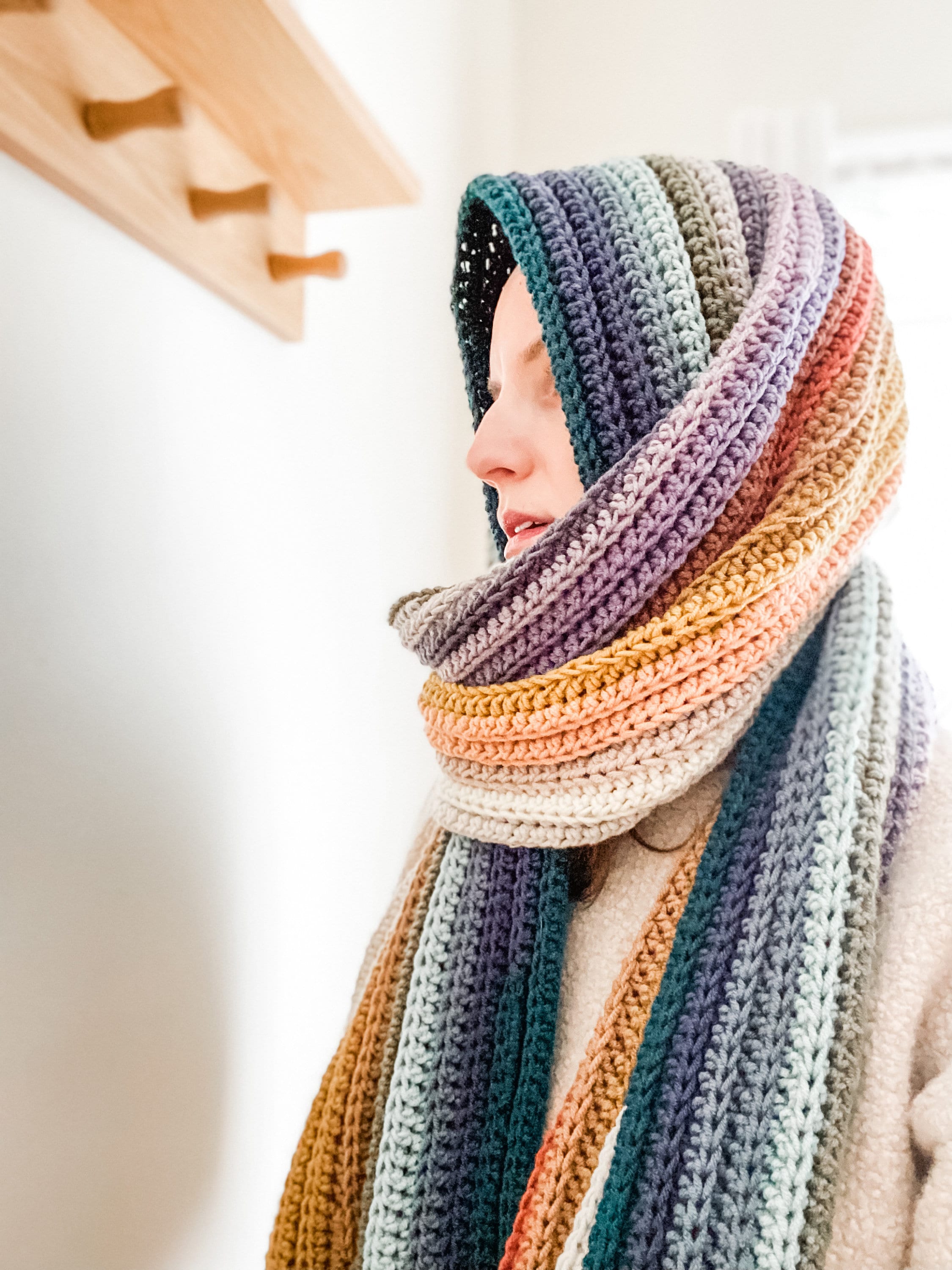 Striped Crochet Scarf Pattern: White River Ribbed Wrap (PDF  display picture 3