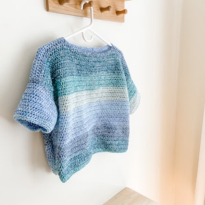 Crochet Crop Top Pattern: The Tidepool Tee, Oversized Summer T-Shirt (Sizes XS-XL)