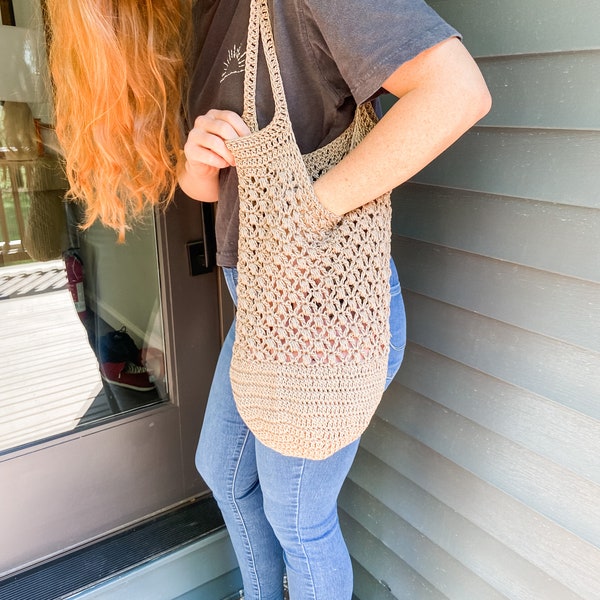 Easy crochet market bag pattern - Lightweight Summer crochet tote bag pattern - Boho bag crochet pattern - The Nadia Market Bag