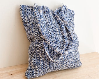 Crochet Tote Bag Pattern – Easy Nautical (PDF Pattern Design