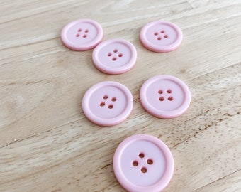 Light pink craft buttons - Set of 6 pink buttons for sewing, crocheting, knitting, kids crafts - Flatback button fasteners - Modern buttons