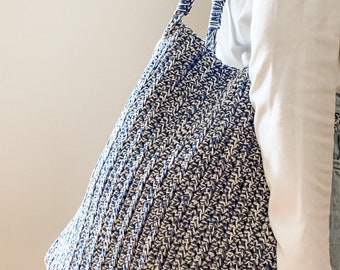 Crochet Tote Bag Pattern – Easy Nautical (PDF Pattern Design