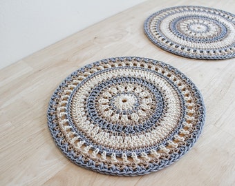 Easy crochet table mat pattern - Mandala style crochet doily pattern - Crochet home decor  - 10 inch crochet placemat - The Mascoma Mat