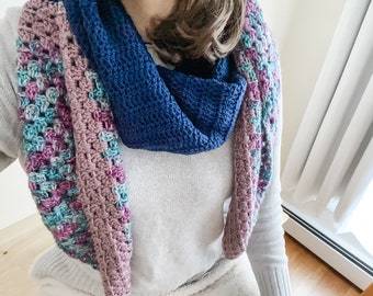 Easy crochet wrap pattern - Asymmetrical crochet shawl pattern - Large scarf crochet pattern - Granny stitch - The Wanderlust Wrap