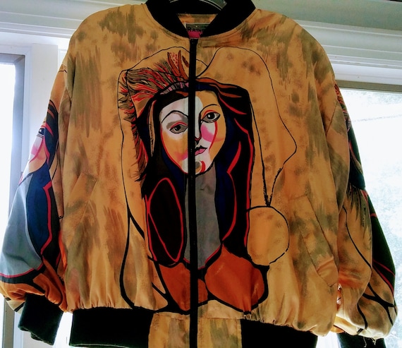 Vintage 1980s Picasso Faces Bomber Jacket