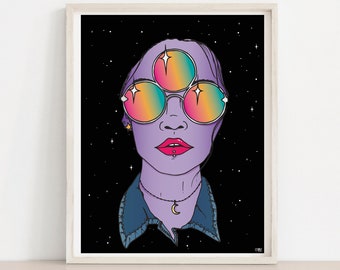 Third Eye Sunglasses Purple Cosmic Women • Art Print