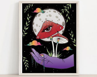 Mushroom Hand Moon • Art Print