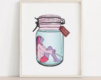 Woman in jar - Do not disturb - Art Print