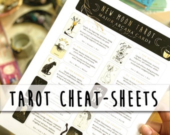 Tarot Cheat-sheets • New Moon Tarot • Cards meaning keyword