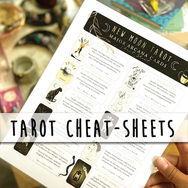 Tarot Cheat-sheets • Tarot de la Nouvelle Lune • Cartes signifiant le mot-clé